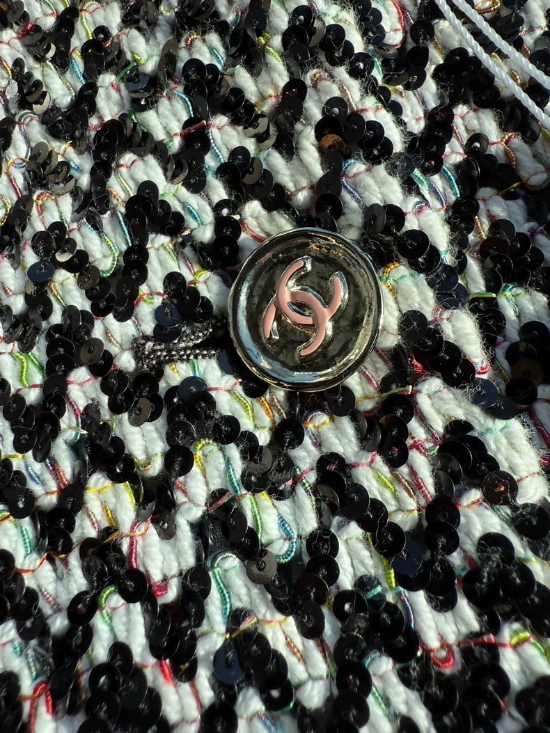 Chanel 23A black white sequined jacket