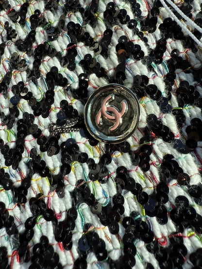 Chanel 23A black white sequined jacket