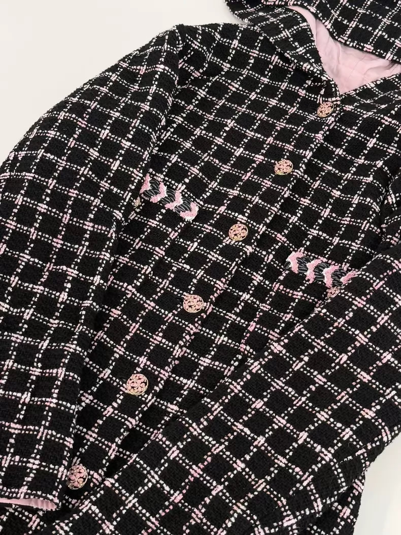 Chanel 24S Black and Pink Long Coat