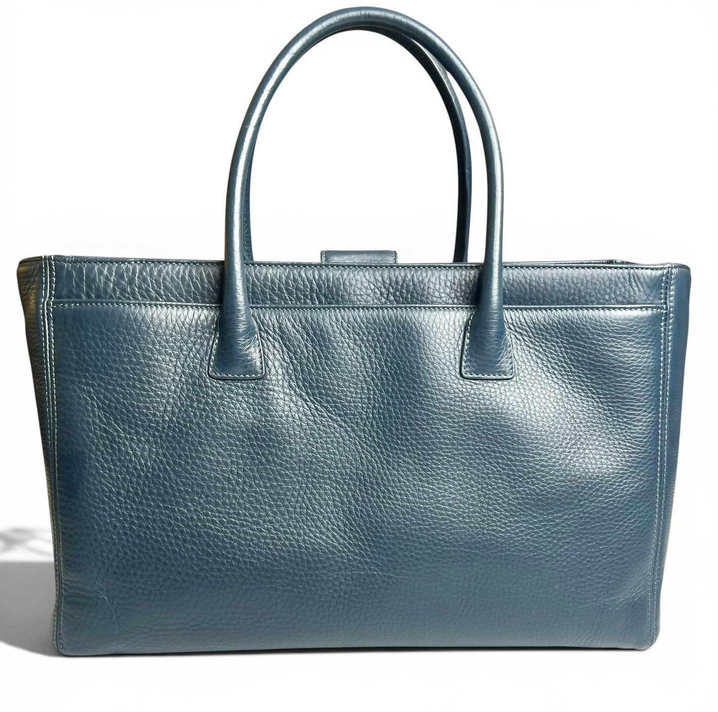 Chanel Navy Blue Caviar Leather Cerf Executive Shopper Classic Tote Bag SHW