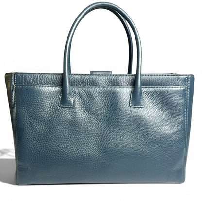 Chanel Navy Blue Caviar Leather Cerf Executive Shopper Classic Tote Bag SHW