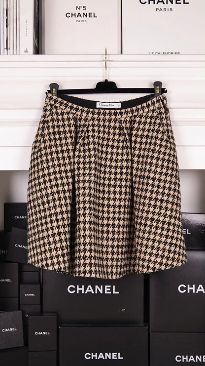 Dior Brown Houndstooth Blazer with Skirt Set