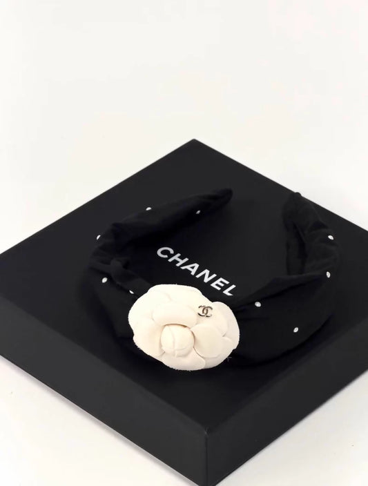 Chanel 25P Polka Dot Pearl Camellia Headband