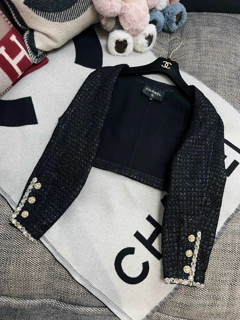 Chanel 23S black tweed dress