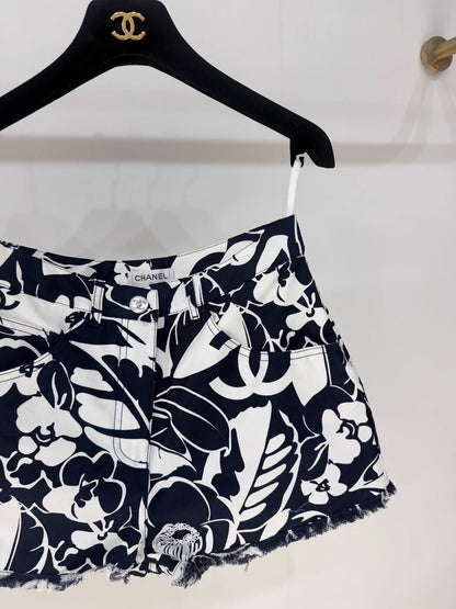 Chanel 21M Blue and White Double C Shorts