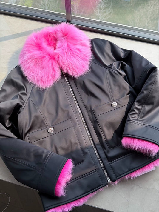 Chanel 23N black & pink Fur Jacket