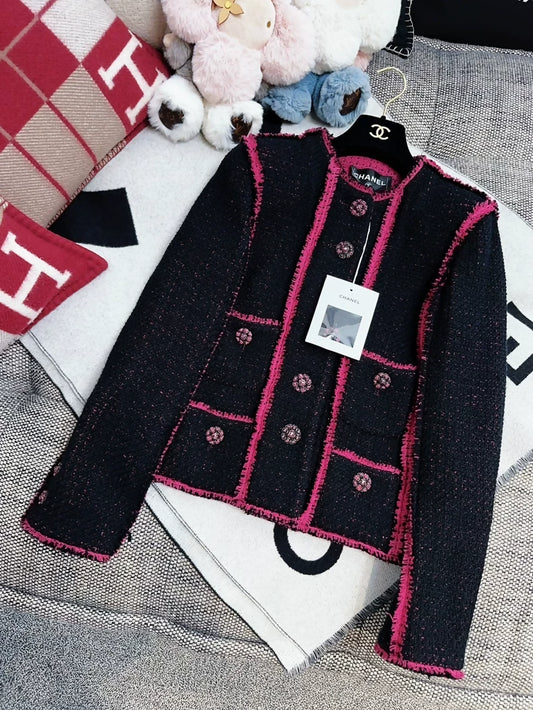 Chanel 22k Black and Pink tweed Jacket