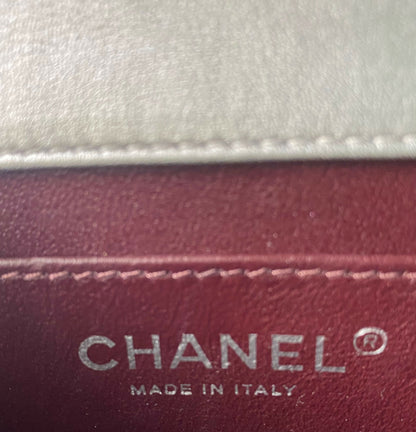 Chanel Airlines 16P Mini Propellor Metallic Calfskin Silver Flap Bag