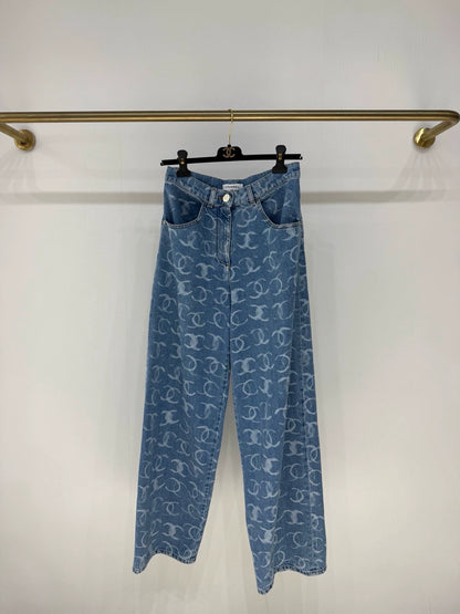 Chanel 23B blue CC denim wide-leg jeans