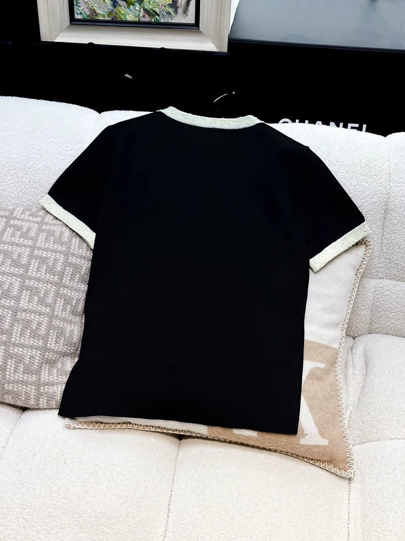Chanel 25A black and off-white T-shirt