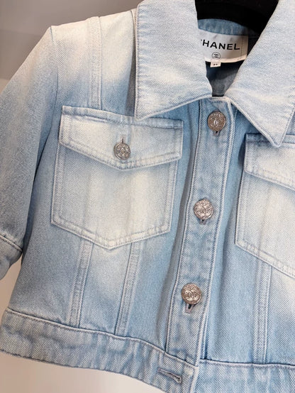 Chanel 24M Gradient Light Blue Denim Short Jacket