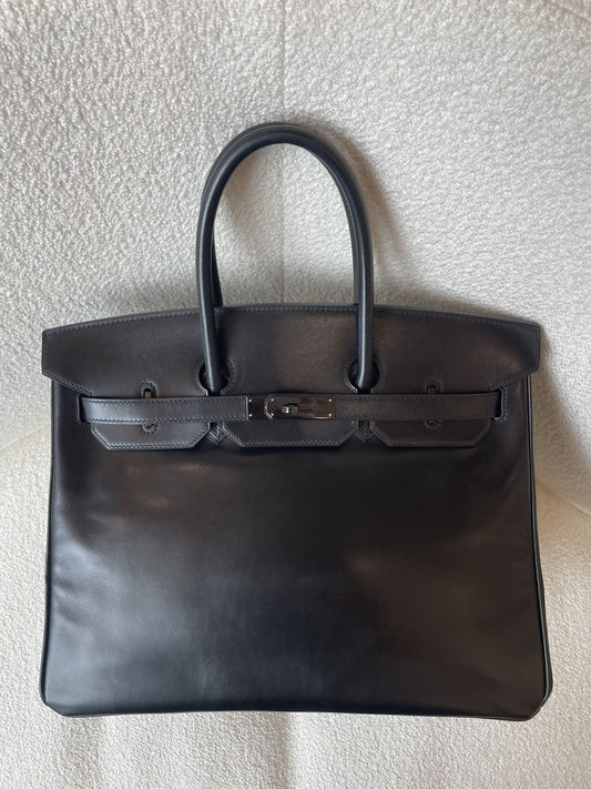 Hermes Birkin 35  So Black Box Calf