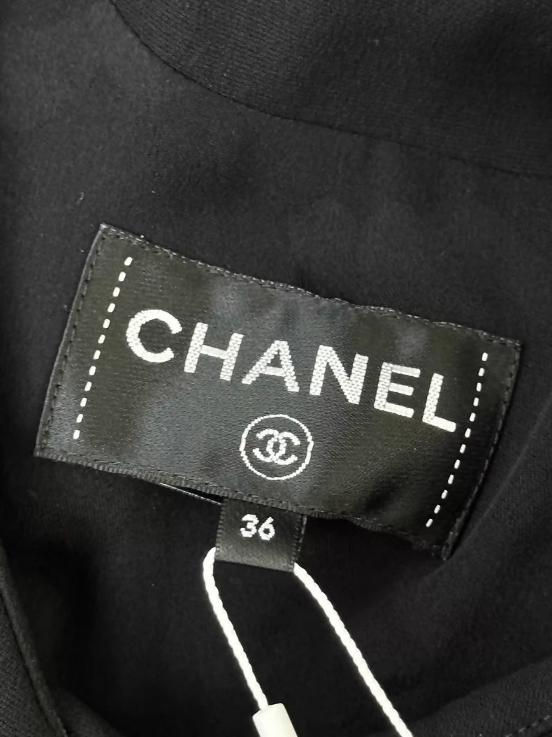 Chanel 25B black silk cardigan