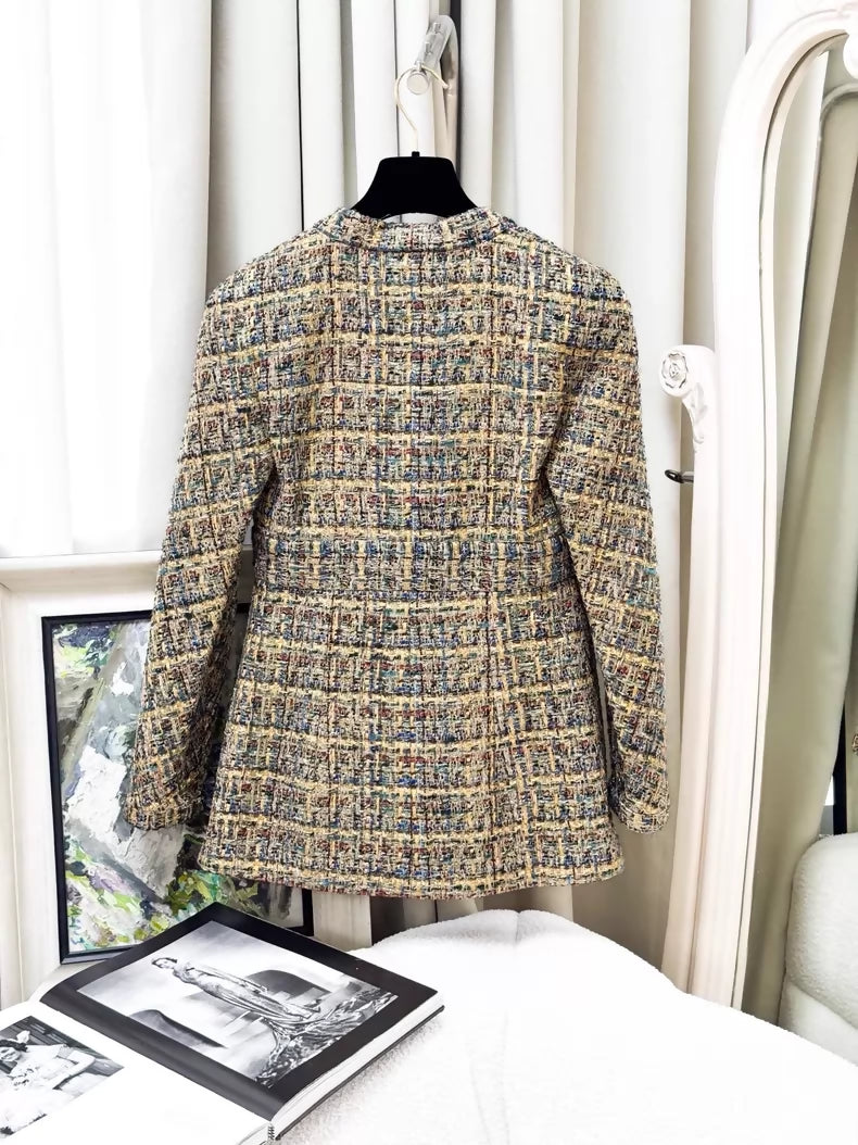 Chanel 19A gold tweed jacket