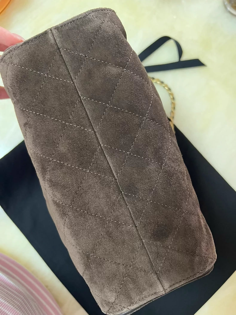 Chanel 25 hobo mini shoulder bag in brown suede