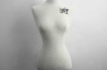 Chanel Vintage 05P Coloured Rhinestones Blue Brooch