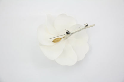 Chanel Vintage 81-85 Silk White Camellia Brooch