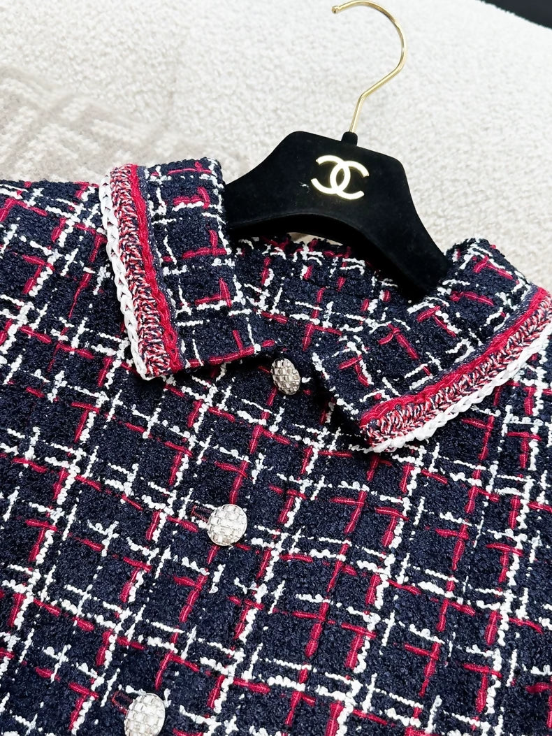 Chanel 20s red and blue check dress