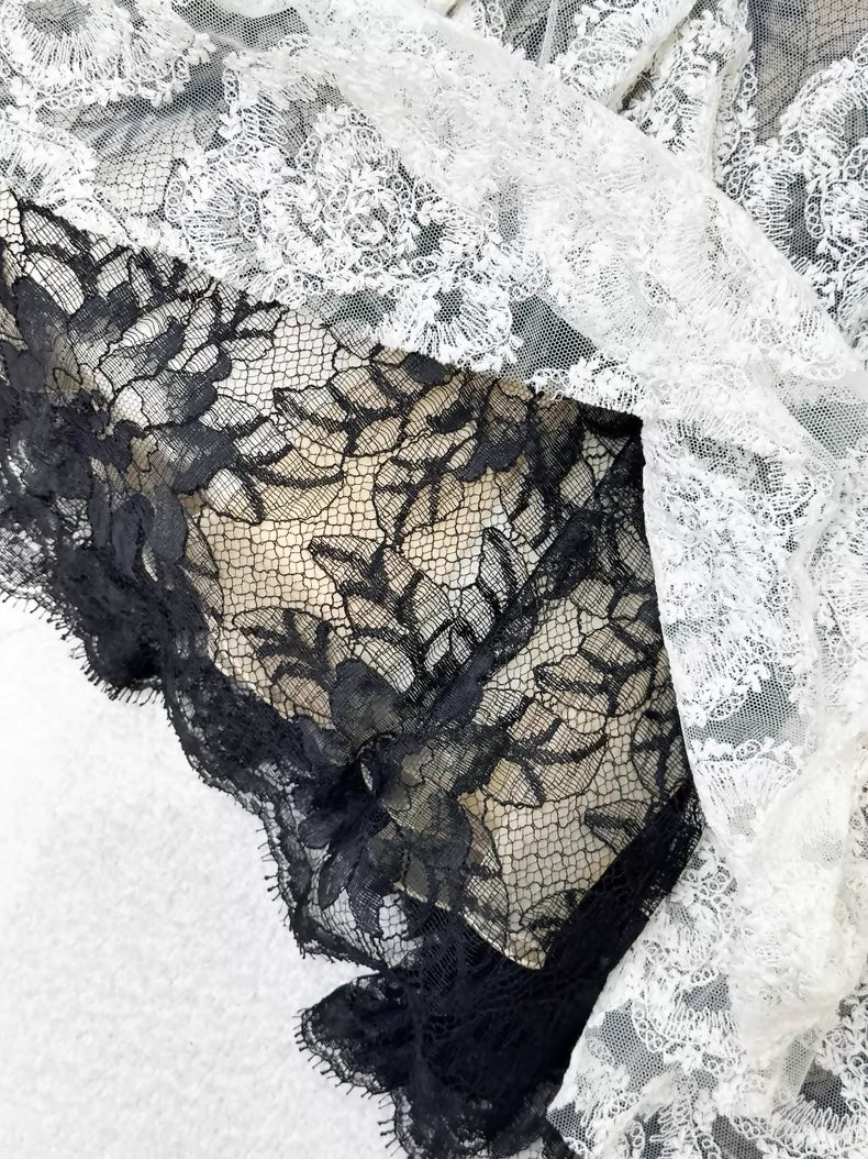 Chanel 10S Black and White lace dress