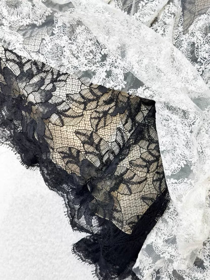 Chanel 10S Black and White lace dress