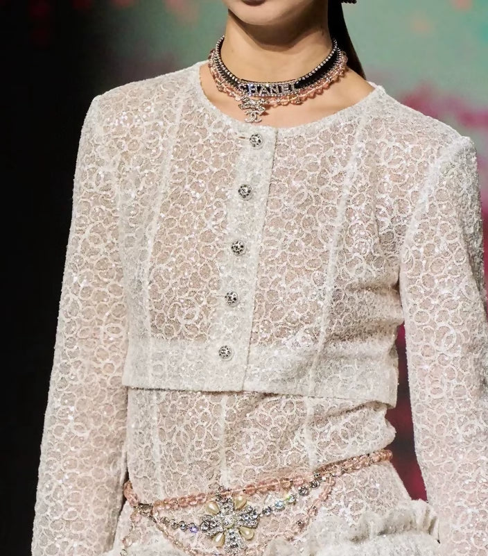Chanel 23S ecru sequined dress