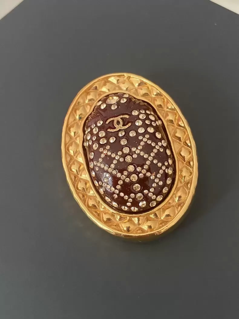 Chanel 19A Egyptian Scarab Inscription Brooch