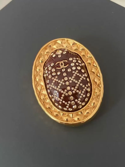 Chanel 19A Egyptian Scarab Inscription Brooch