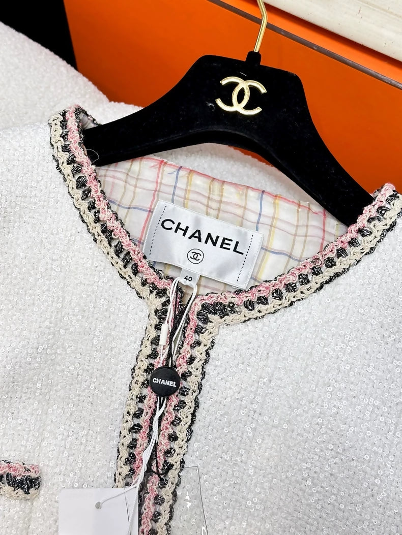 Chanel 20C white tweed jacket