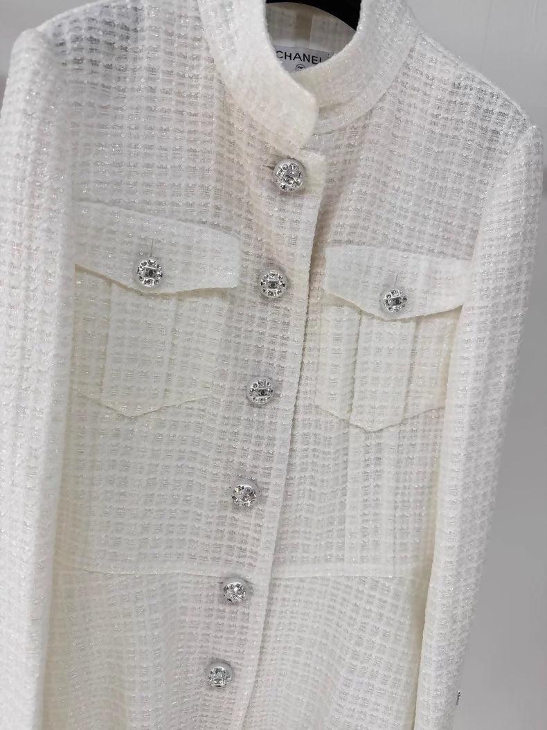 Chanel 23S swhite tweed dress/jacket