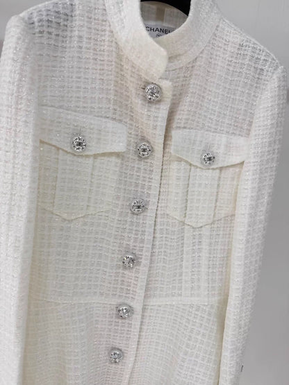Chanel 23S swhite tweed dress/jacket