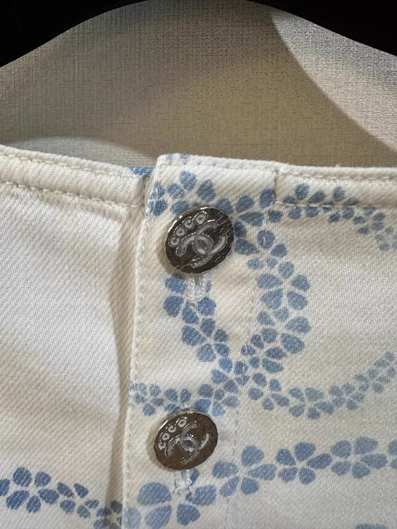 Chanel 25M Printed Denim Top
