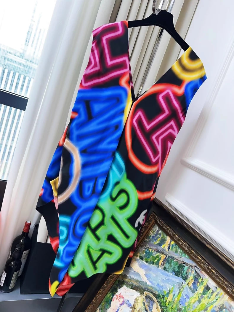 Chanel 21s multicolour Neon Silk Dress