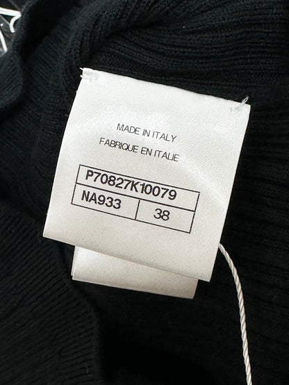 Chanel 21S black pleated CC knit t-shirt