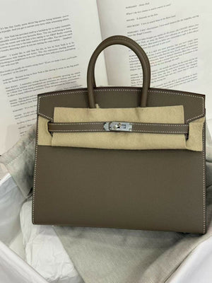 Hermès Birkin 25 Sellier Étoupe Epsom Leather with Palladium Hardware B Stamp