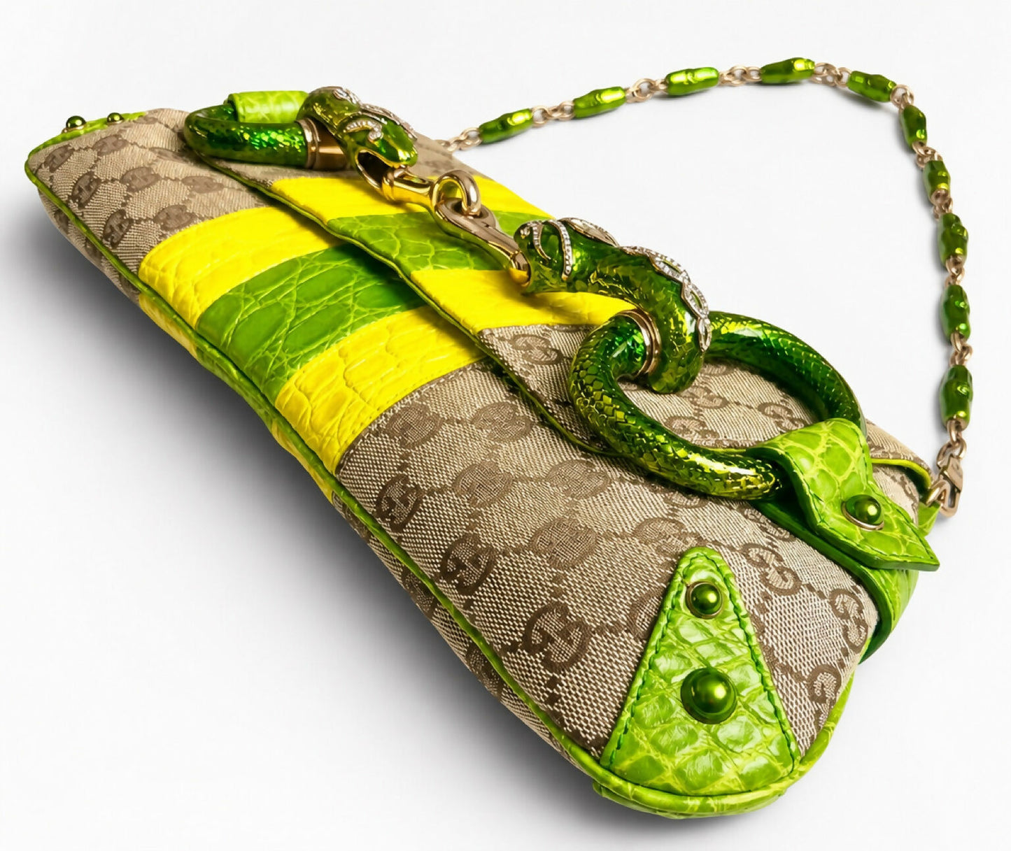 GUCCI Ultra Collectible Croc Horsebit Serpent Large Clutch Bag