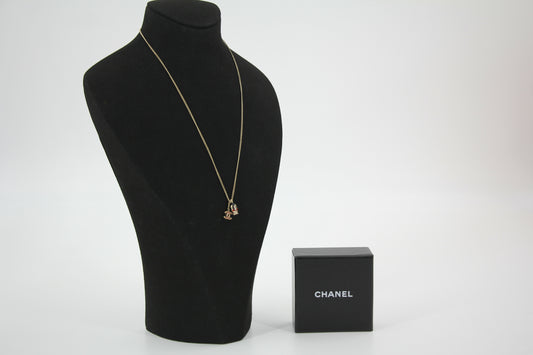 Chanel Vintage 05P Metal Doll Head & Red CC Necklace