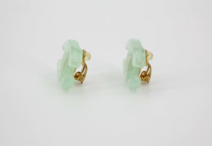 Chanel Vintage 01P Resin Transparent Green Large CC Clip-on Earrings
