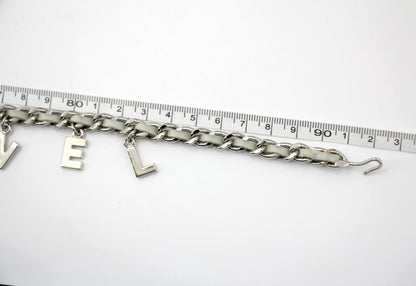 Chanel Vintage 09C Leather-threaded Metal Olive Green and Silver Waist Chain L91