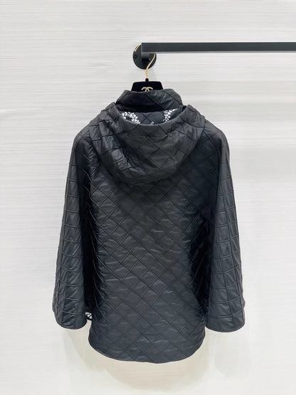 Chanel 25m new black cape hooded jacket