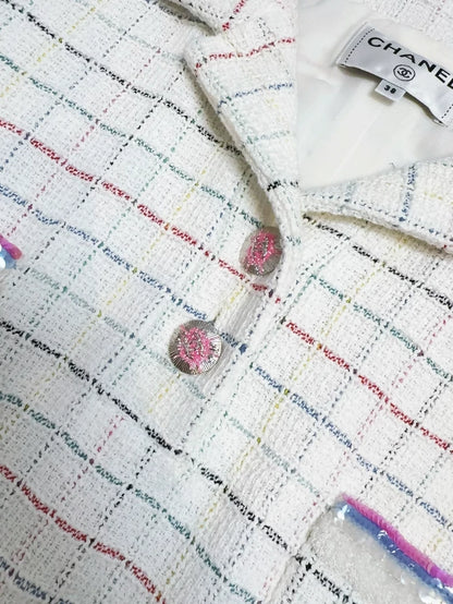 Chanel 24S white tweed dress