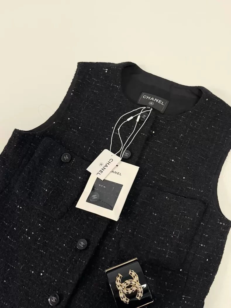 Chanel 24B Black Vest