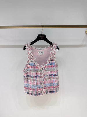 Chanel 25S pink tweed Tassel Vest