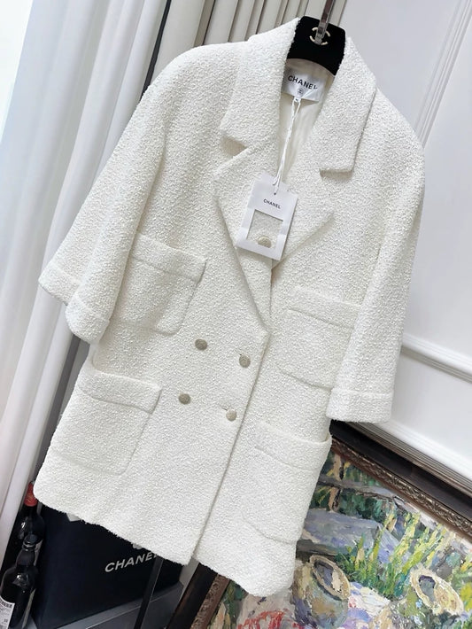 CHANEL 22S White Tweed Coat