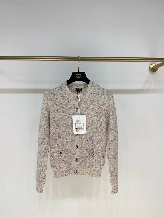 Chanel 25A mixed-colour mauve knit cardigan