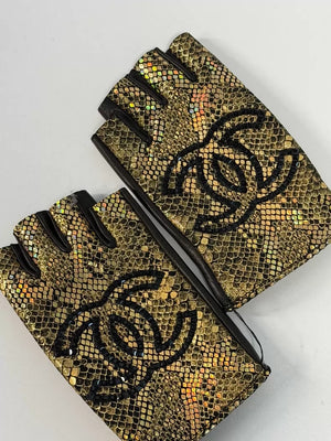 Chanel 19A Black and Gold Gloves
