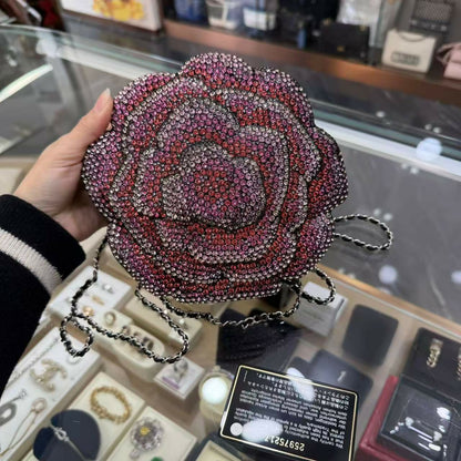 Chanel 2018 Pink Strass & Resin Camellia Minaudière