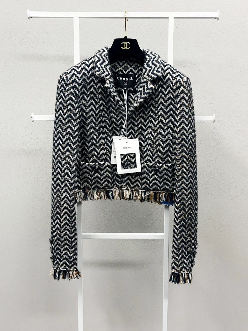 Chanel 19N black 
white Tweed Jacket