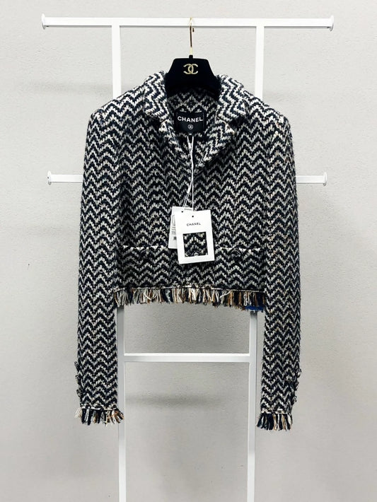 Chanel 19N black 
white Tweed Jacket