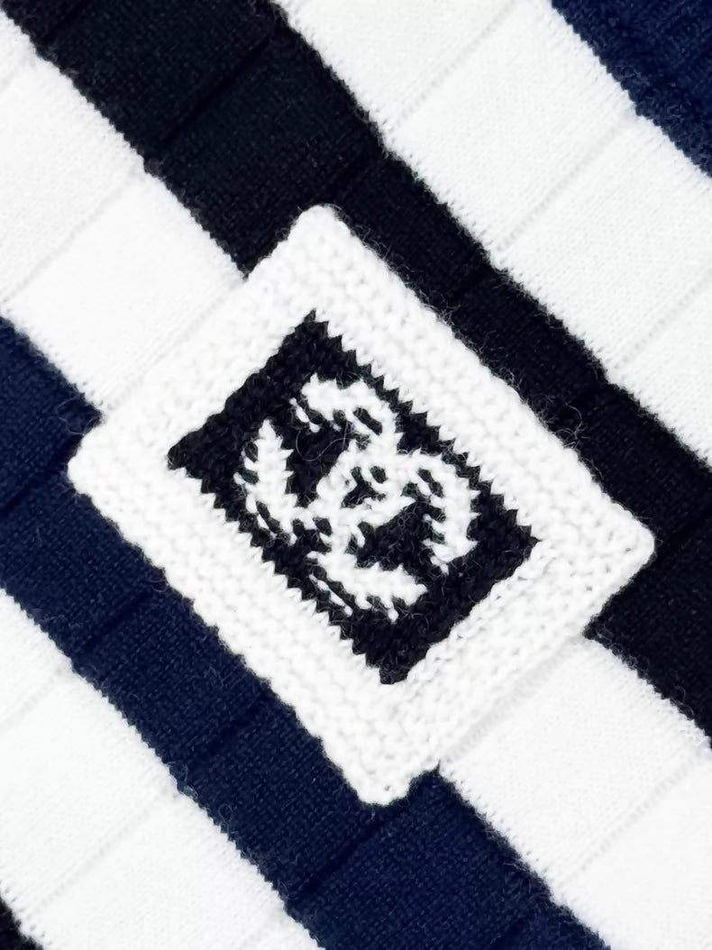Chanel 26C blue and white striped cashmere top