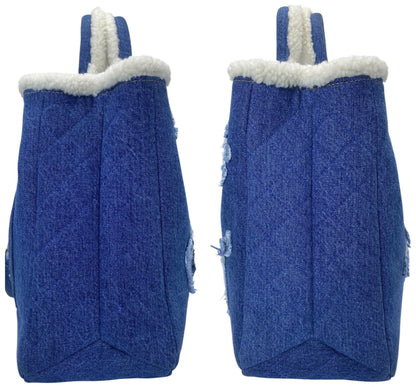 Chanel 19A New York Egypt Denim Shearling Hieroglyph Coco Shopping Tote